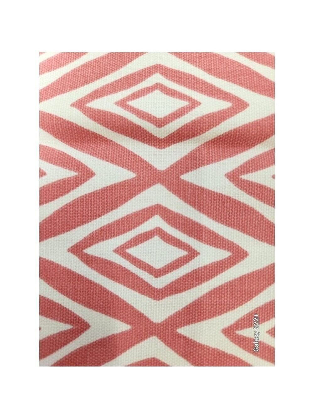 Waverly Coral White Geometric Diamond Pattern Fabric 45x11 Inch